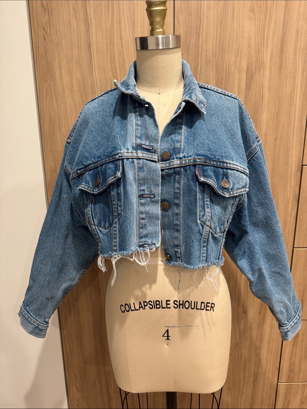 Levi's vintage Distressed Light Blue Cropped Denim Jacket